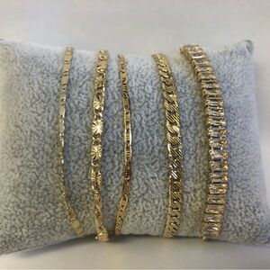 5 NEW Pretty Bird 18k Yellow Gold Plated Stacking Bracelets